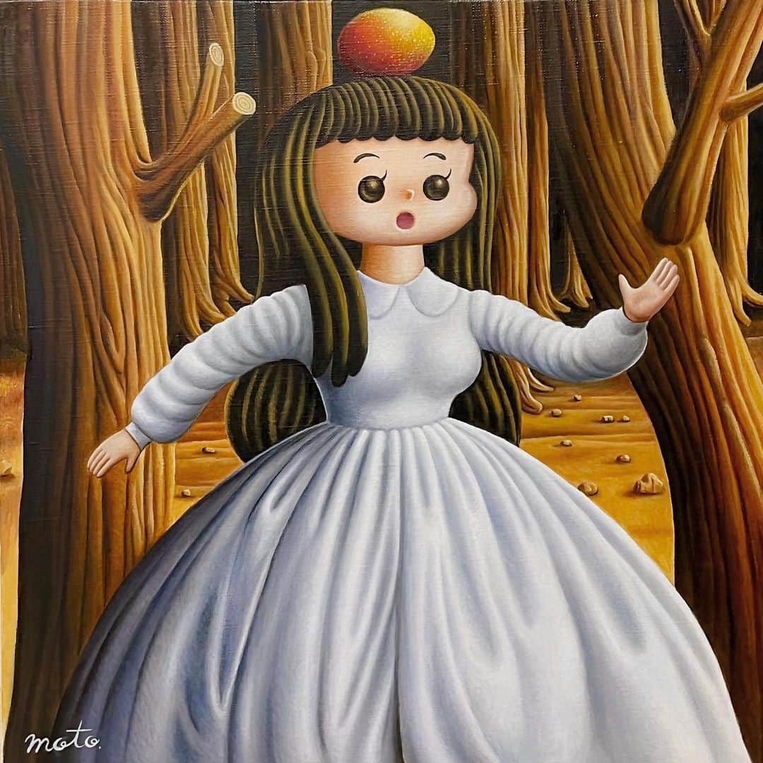 本秀康さんのインスタグラム写真 - (本秀康Instagram)「マンゴーを運ぶ女  Mango Carry Girl 455×455mm 2023  #oilpainting #painting #hideyasumoto #本秀康」5月5日 13時55分 - hideyasu_moto