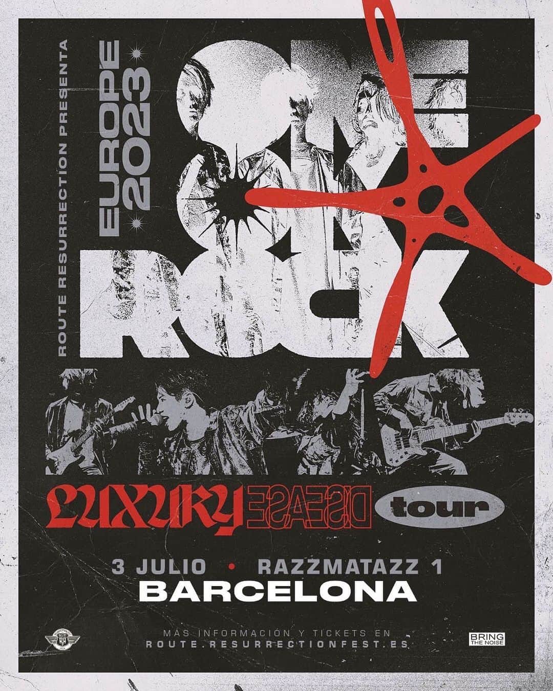 Taka のインスタグラム：「We're coming Barcelona!! New added headline show in Spain on our Europe Tour this coming summer.  #ONEOKROCK #LuxuryDisease #tour」