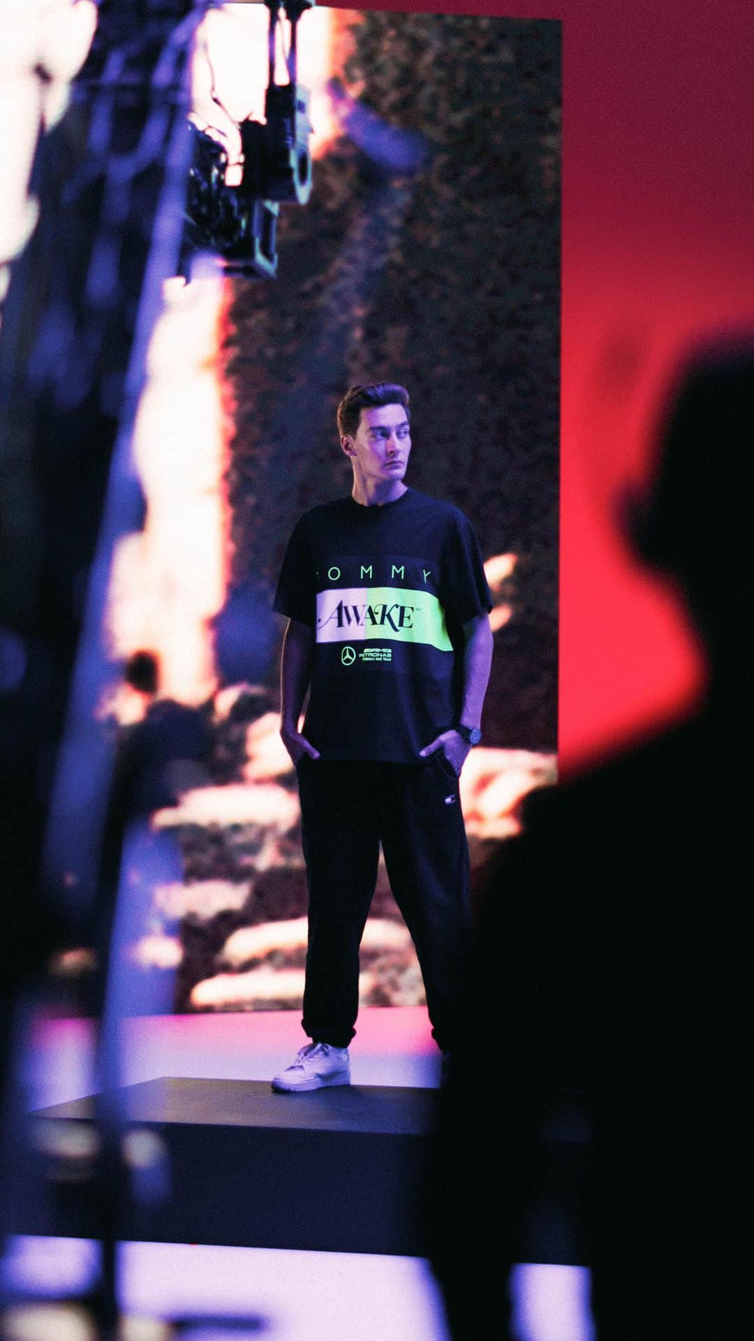 Tommy Hilfigerのインスタグラム：「On set with #TommyxMercedesAMGF1xAwakeNY, clashing Tommy’s preppy heritage, @awakenewyorkclothing’s streetwear sensibility and @Mercedesamgf1’s energy.」