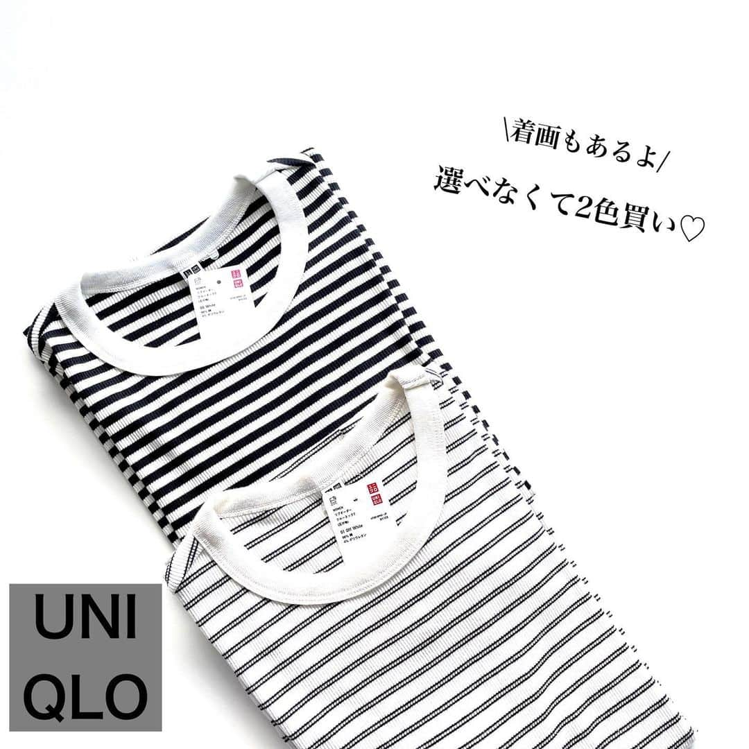 emi0830emiさんのインスタグラム写真 - (emi0830emiInstagram)「2022.5.5 \\UNIQLO購入品♡Part.1//  GWいかがお過ごしでしょうか🥰 毎日バタバタで中々igタイム取れず🥲  今日はみんなが早々寝たので来てみました🤭 色々購入品も溜まっておりまして🫶🏻  とりあえず今日はUNIQLO第一弾🫡 @uniqlo @uniqlo_with   ✔︎リブボーダークルーネックT(5部袖) No.458962  color:White  ✔︎リブボーダークルーネックT(5部袖) No.453272  color:off-white  待ってたけど永遠に限定価格にならないので🥹💔← さすがに買いましたw😇 5部袖は今の時期から確実に使えるんだものー😂🤝 二の腕が隠れる安心感があるよね😎  ボーダー大好き族としてはどちらの柄も捨て難く、結局2色買ってきたよ🦓💞 幅の太さでだいぶ印象が変わるし🤭 太い方はよりカジュアル、細い方はよりフェミニンな印象になるかなと🥰  リブだからラインを拾わぬようMサイズにしたけど、割と身幅に余裕があるので、リブTにしては少し大きめのサイズ感なのかな？  いっぱい着ようと思います😙🫶🏻  別のUNIQLO購入品やらZARA購入品等もまた近々♡ @emi0830emi  * * #uniqlo#uniqlo購入品#ユニクロ#ユニクロ購入品#リブT#ボーダーTシャツ#ボーダー#UNIQLOコーデ#ユニジョ#きれいめカジュアル#きれいめカジュアルコーデ#大人カジュアル#大人カジュアルコーデ#オトナカジュアル#購入品紹介#置き画」5月5日 21時37分 - emi0830emi