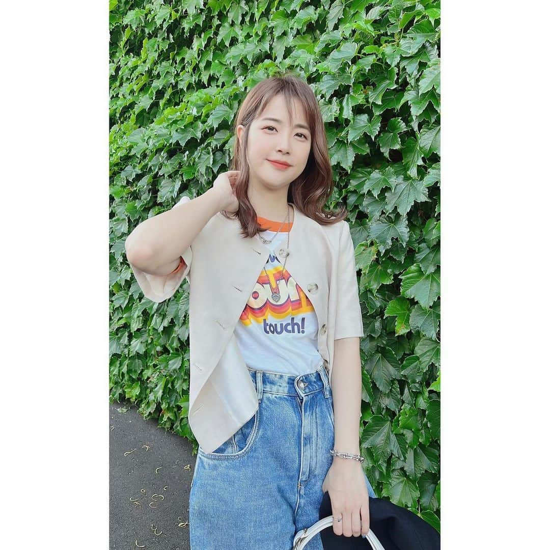 久代萌美さんのインスタグラム写真 - (久代萌美Instagram)「☺︎ お天気良くて最高☺︎  jacket @zara  T-shirt 古着の何か denim @maisonmargiela  sneaker @newbalance  bag @cafune.official  accessory @tiffanyandco  美容鍼　@quinbelle_omotesando」5月5日 21時49分 - kushiro_moemi