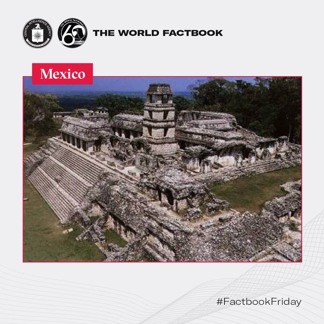 CIAのインスタグラム：「The Palace of Palenque is one of the most important lowland Maya archeological sites and the largest building complex in Palenque.   #FactbookFriday #Mexico」