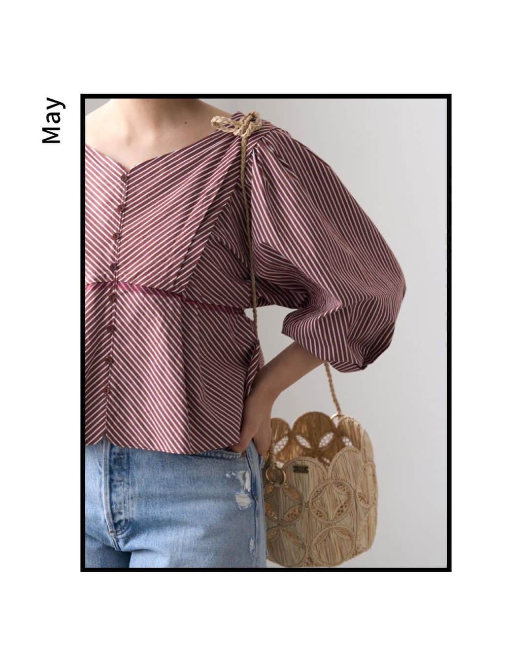 のインスタグラム：「. ⁡ LA BOUCLE delivery schedule ー MAY ー ⁡ ⁡ " ボリューム袖ブラウス" ふわっとしたボリューム袖がロマンティックなブラウス。 ドルマンスリーブのようにアームホールが広く、風通しがいいのでこれからの季節も快適に過ごせます。 ⁡ ⁡ ⁡ blouse ————————— ¥20,900 intax col: brown / navy no. 23051914329020  EC :  発売中 店舗 : 5/11~ ∟NEWoMan新宿店、ルミネ立川店、丸の内店、名古屋TGM店、ルクア大阪店、熊本店、福岡パルコ店 ⁡ ⁡ ⁡ 入荷連絡も承っておりますので、 お気軽に店舗までお問い合わせくださいませ✨ ⁡ ⁡ ⁡ #ienalaboucle #iena_la_boucle #イエナラブークル#iena #イエナ #ボリュームブラウス」