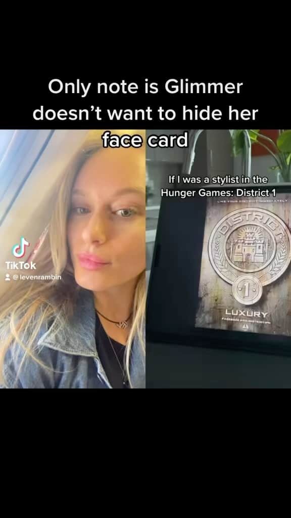 レヴェン・ランビンのインスタグラム：「I love seeing all your #thehungergames creations on tiktok ☺️ glimmer face card doesn’t decline」