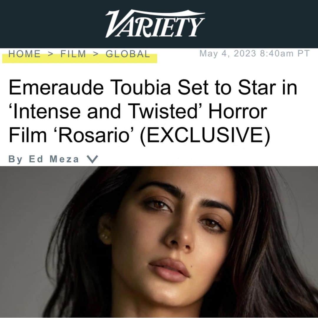 エメロード・トビアのインスタグラム：「My first horror film! So thrilled to be starring and executive producing alongside an incredible team. Can’t wait for the world to meet Rosario! 🎬🎥」