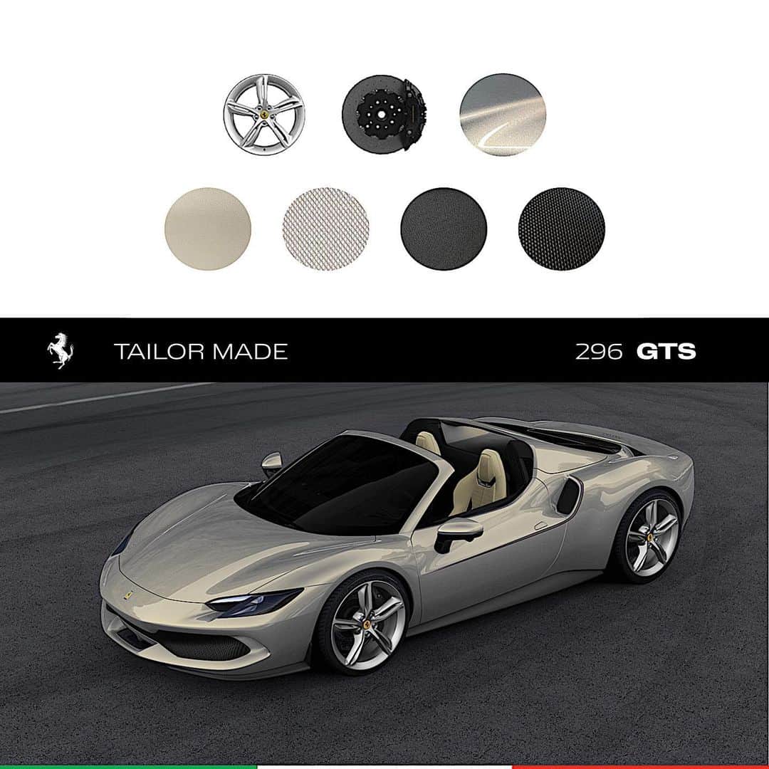 Ferrari USAさんのインスタグラム写真 - (Ferrari USAInstagram)「This strikingly elegant Ferrari Tailor Made customization was inspired by the Ferrari 360 Barchetta, a Ferrari One-Off commissioned by Gianni Agnelli as a wedding present to Luca Cordero di Montezemolo. The 296 GTS exterior is done in a Glossy Sabbia Al Tramonto with a Custom Made Double Pinstripe, Poltrona Frau SC 51 Panna Leather, and Kyvadrat Steelcut Trio 2 205 Fabric inserts. ⁣ ⁣ Are you a fan of this spec - 👍 or 👎?⁣ ⁣ #Ferrari #FerrariTailorMade #FerrariFriday #Ferrari360Barchetta #Ferrari296GTS」5月6日 2時02分 - ferrariusa