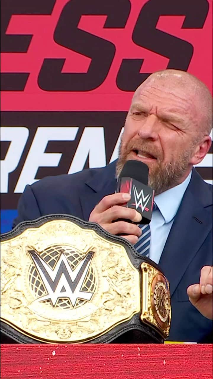 トリプルHのインスタグラム：「@tripleh revealed some MASSIVE news regarding the World Heavyweight Championship 👀 #WWEBacklash」