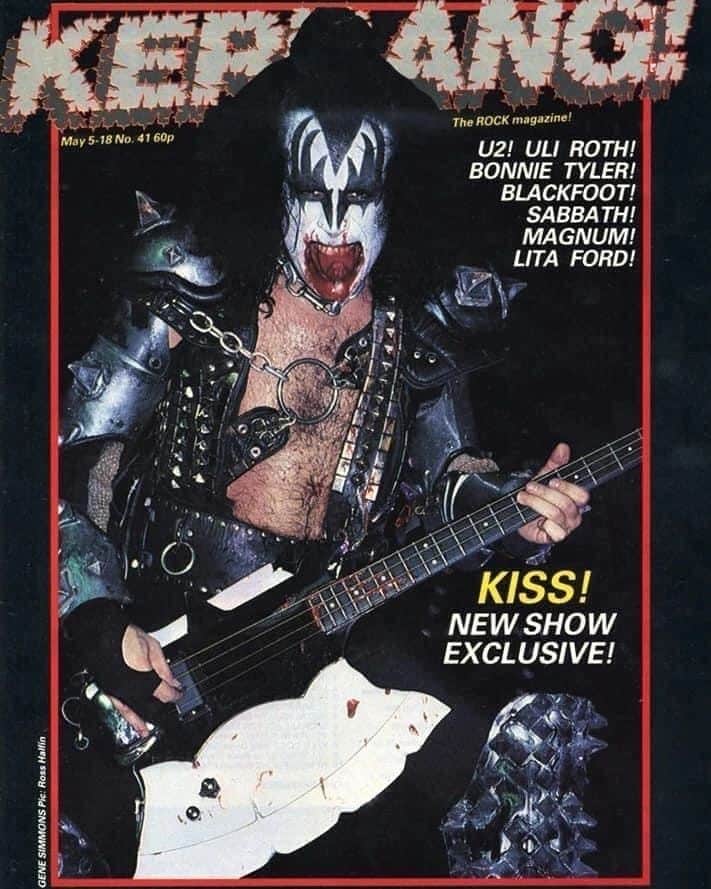 KISSのインスタグラム：「#FlashbackFriday - May 5, 1983 - @genesimmons rocked the May issue of Kerrang! Magazine. #KISS50」