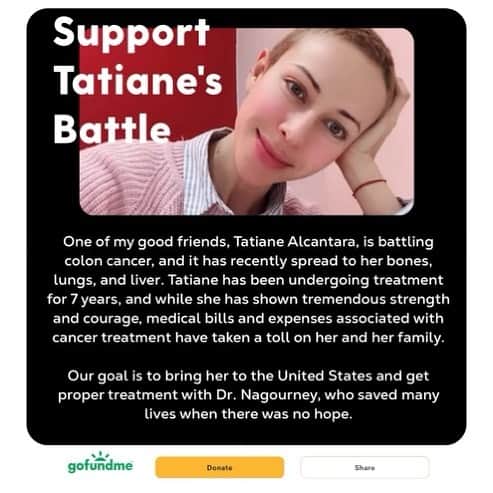 Ludi Delfinoのインスタグラム：「Please donate any amount that you can or share this in your stories. Tati is one of the strongest woman I know out there and I’m really hopeful together we can help her get the right treatment for Cancer. @iccaglobal  Link is in my bio to donate 🙏🙏」