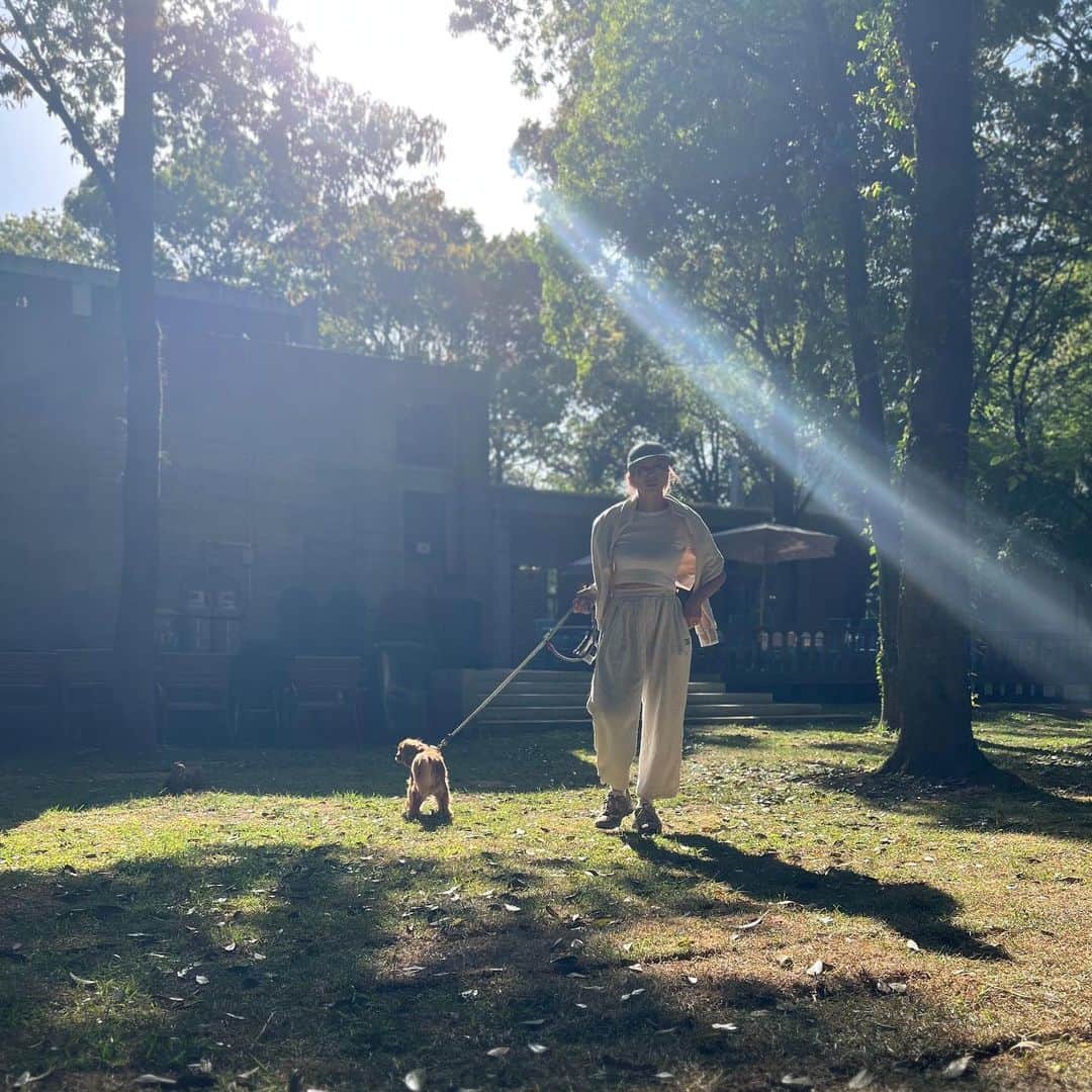 西山美希子のインスタグラム：「海から森の中へ。木々の新緑が眩しい中、光をたくさん浴びてグランピング。たのしいゴールデンウィークのはじまりはじまり。」