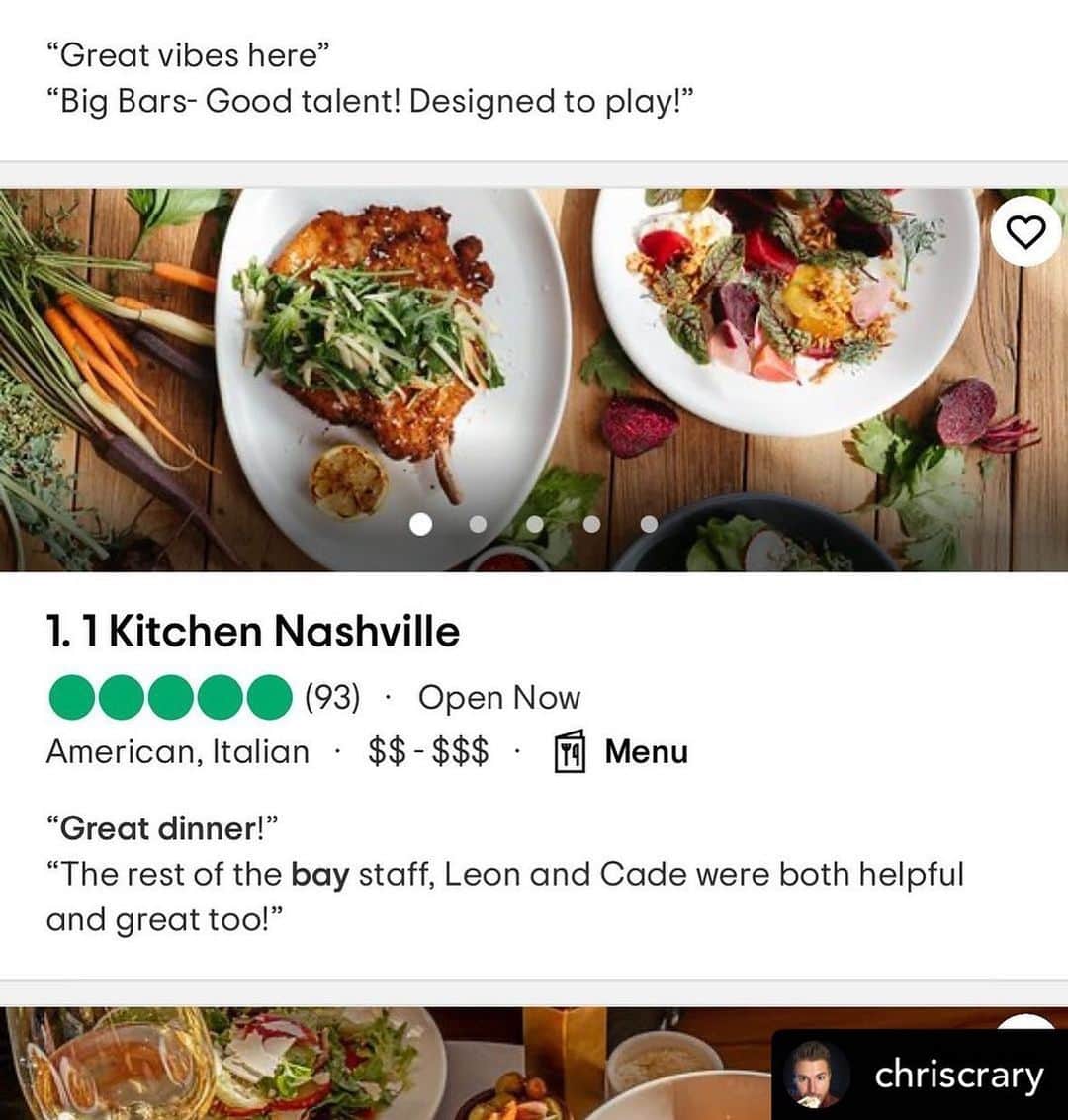 レイチェル・レフィブレのインスタグラム：「So proud of my baby!!! Incidentally, Executive Chef @chriscrary is also #1 on hubbyadviser 😉 Posted @withregram • @chriscrary Thank you @tripadvisor for making us the #1 restaurant in Nashville! We have the best team in Nashville! Thank you to everyone that has helped to get us to this spot!  ❤️🧡🧡💚💙💜 Come and visit us! @1kitchennashville @1hotel.nashville @1hotels  A special thank you to all the farms and purveyors that make our jobs easy! 🙏🏼」