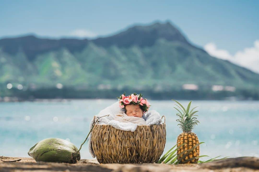 うさびったのインスタグラム：「Loved one🌴  #hawaii #newborn #newbornphotography #ニューボーンフォト #ハワイ出産」