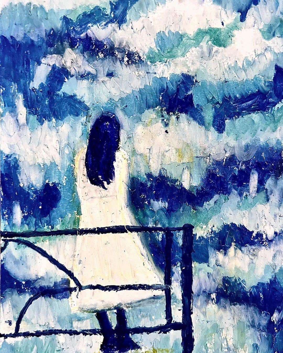 フクザワのインスタグラム：「福岡個展5/12-14入場無料だしフクザワひとりで在廊してるし遊びに来てくださいねー！ #drawing #illustration #個展 #福岡 青いとこなので青い絵を」