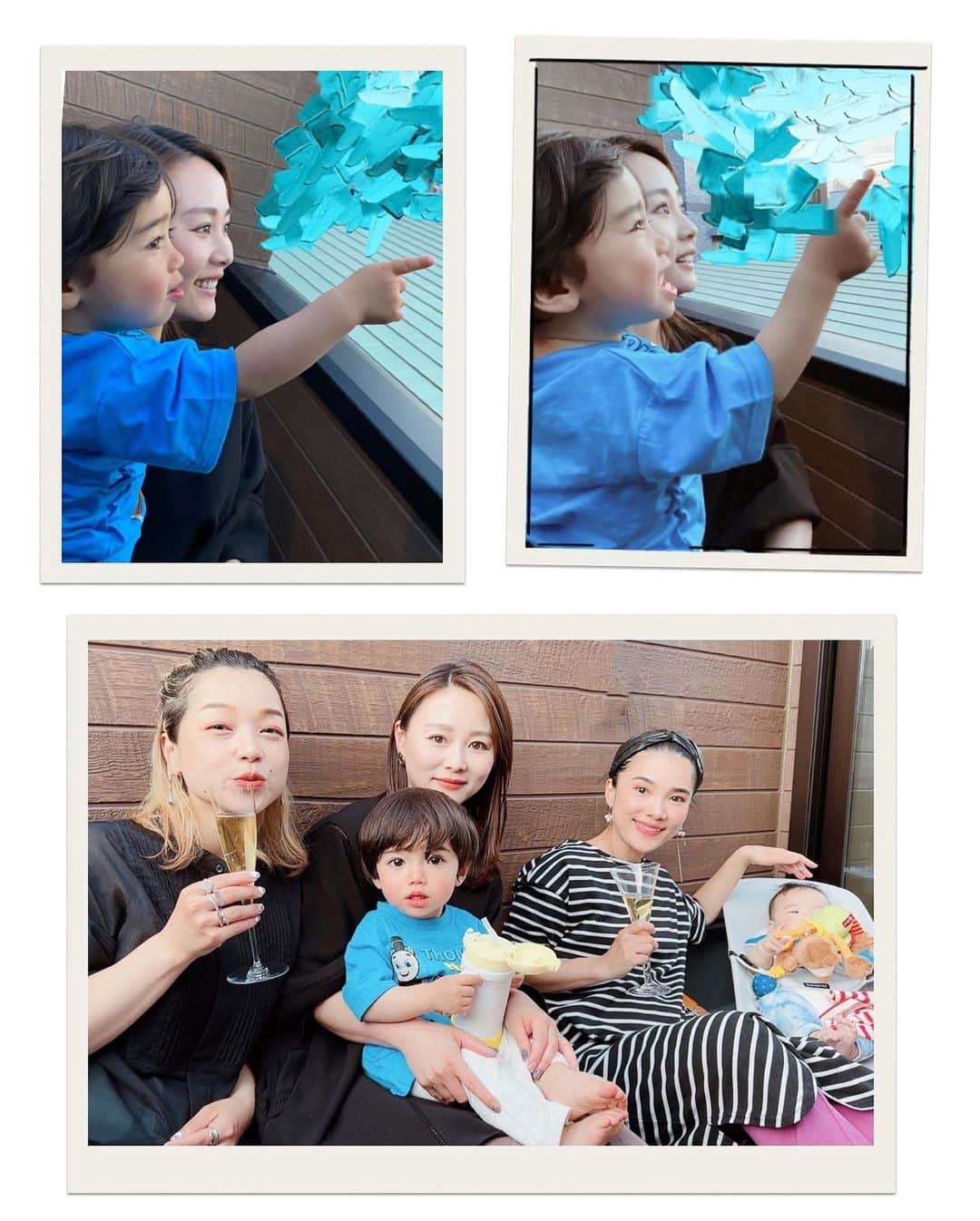阿井莉沙のインスタグラム：「GWもラスト一日！！ 皆さんどんなお休みを過ごされたのでしょうか？✨  私は @tia_singer  の子供達と友人ファミリーと共にゆっくり過ごすことができてパワー充電☺️💓  外で過ごすのが気持ちのいい季節ですね😉🥂  #ゴールデンウイーク #GW」