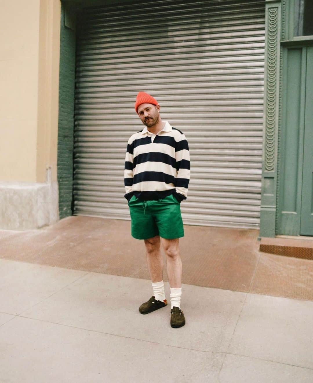 ユーマストクリエイトのインスタグラム：「Curator and gallerist @tiwa_select in our SS23 Up and Under rugby shirt for @mrporter  Photography @paulhempstead」