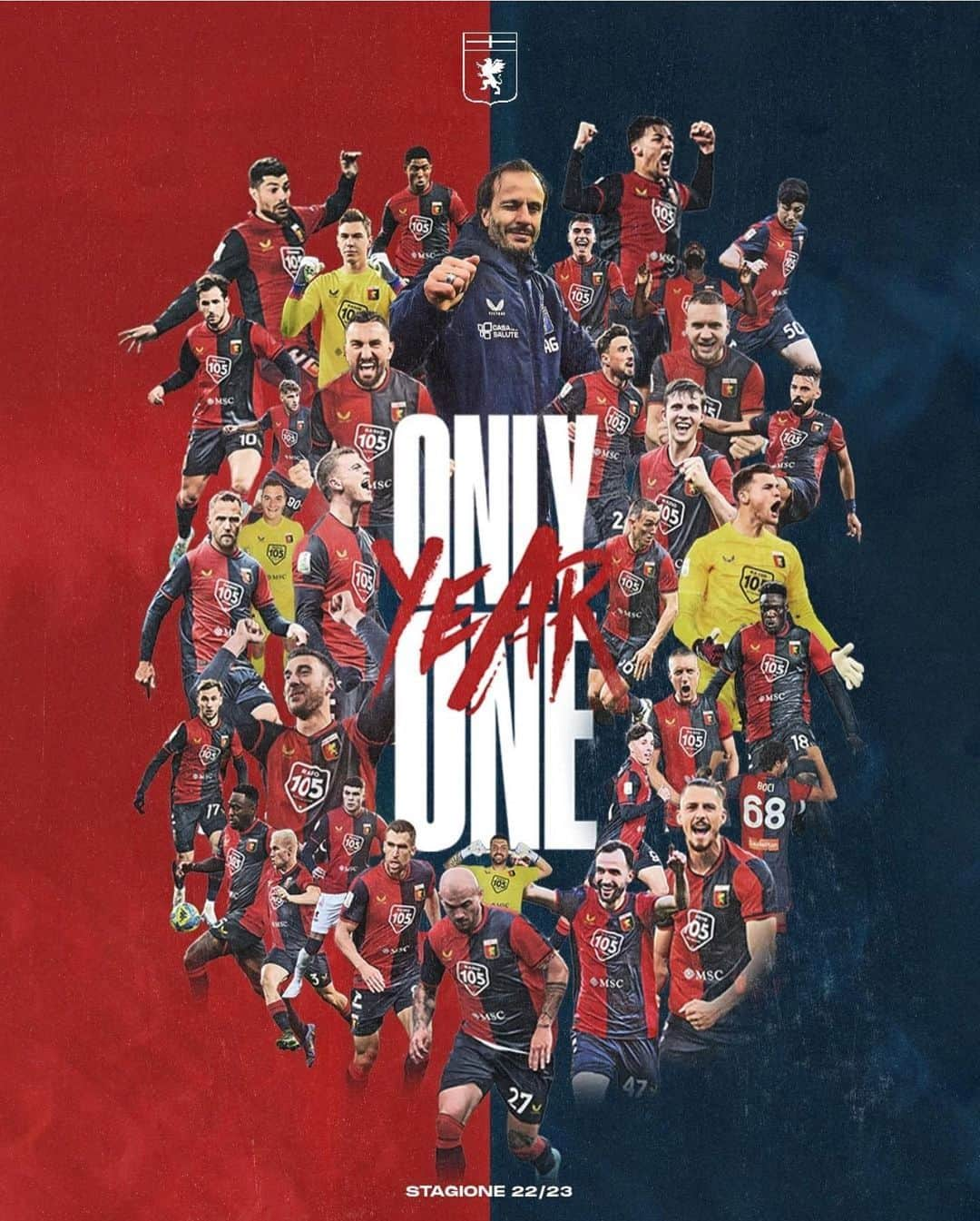 ステファノ・ストゥラーロのインスタグラム：「ONLY ONE YEAR 🔴🔵 @genoacfc」