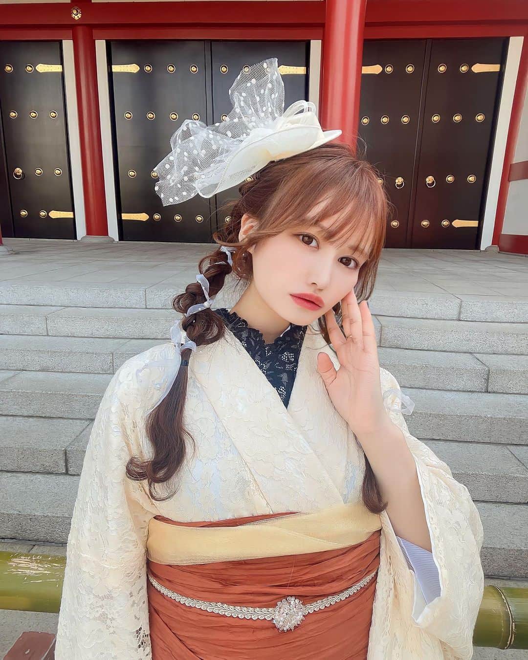 餃子のりさちゃんのインスタグラム：「イエベ秋の着物カラー  #浅草 #浅草グルメ  #浅草食べ歩き  #着物レンタル」