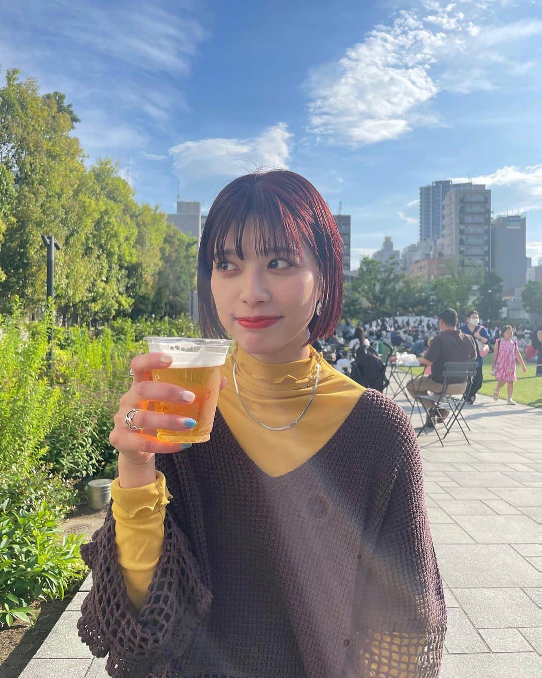 奥田紗都さんのインスタグラム写真 - (奥田紗都Instagram)「.  あったかい日に外で飲むビールは最高🍺🌞 ⁡ ⁡ 顔まんまるだけどめちゃくちゃ幸せそうな顔してる😌 ⁡ ⁡ ⁡ ⁡ ⁡ ⁡ ⁡ ⁡ ⁡ #休日の過ごし方 #池袋ランチ #ビール女子 #ビール」5月6日 21時00分 - osato720