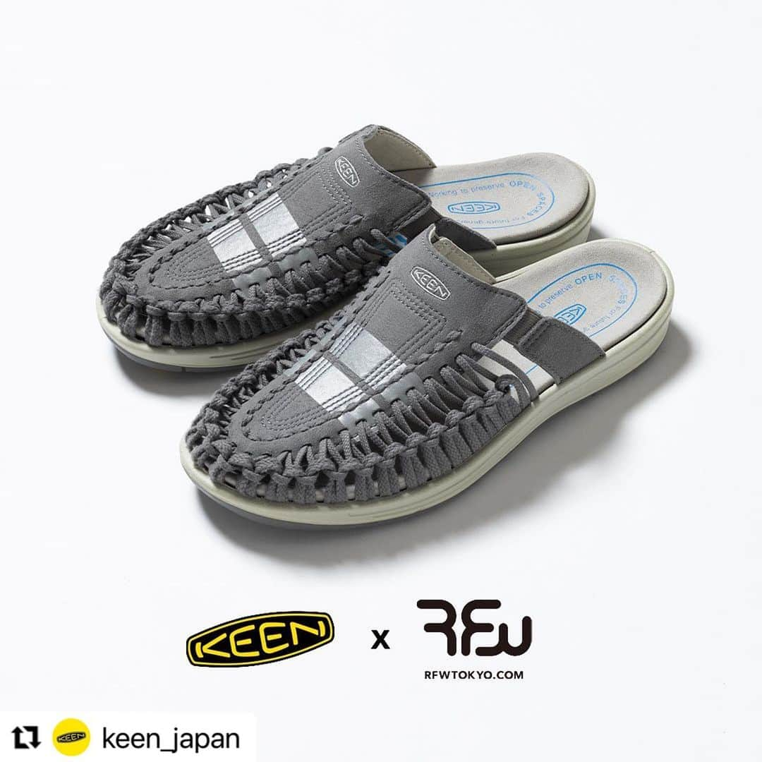 アールエフダブリューさんのインスタグラム写真 - (アールエフダブリューInstagram)「Thank you very much❤️ KEEN @keen_japan   #Repost @keen_japan with @use.repost ・・・ 足を解放する最上級な逸足👣  UNEEKをミニマルにアップデートしたスライドスニーカーがUNEEK II SLIDE（ユニーク ツー スライド）。リサイクルPETを使用したコードジャンクションアッパーと、接着剤を低減する製法を採用したエコロジカルプロダクト🍀  本作は、TAKASHI KANOKOGI氏が手掛ける《RFW》とのコラボレーションモデル。ヴァンプ部のリフレクトプリントや石目柄のコードなど、アーバンな色合いにブランド独自の感性が息づいています👍  #KEEN #RFW #UNEEK #OUTFIT #スライドスニーカー #逸足  COLLABORATION with @RFWTOKYO @t_kanokogi」5月6日 21時56分 - rfwtokyo