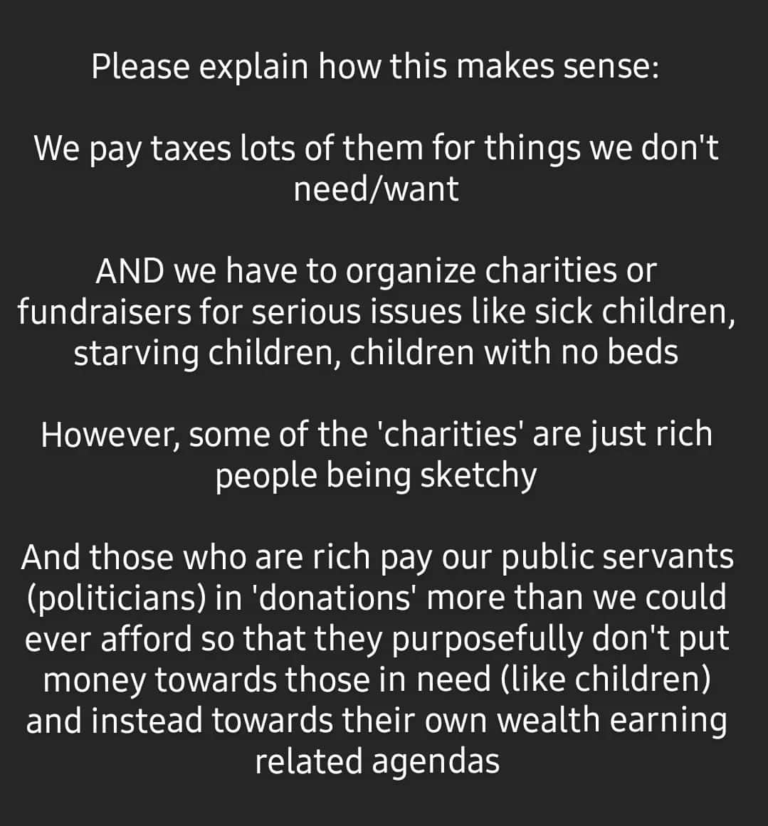 のインスタグラム：「If you have more than 500 million dollars. Liquid, real estate, assets. Doesn't matter. If you have 500 million dollars in material, product, currency, goods, services, resources and you AREN'T giving children food, beds, shelter. You are suffering from a severe sickness that makes you act in unnatural and inhuman ways. Please please seek help. We will help you get help. This has to end.」