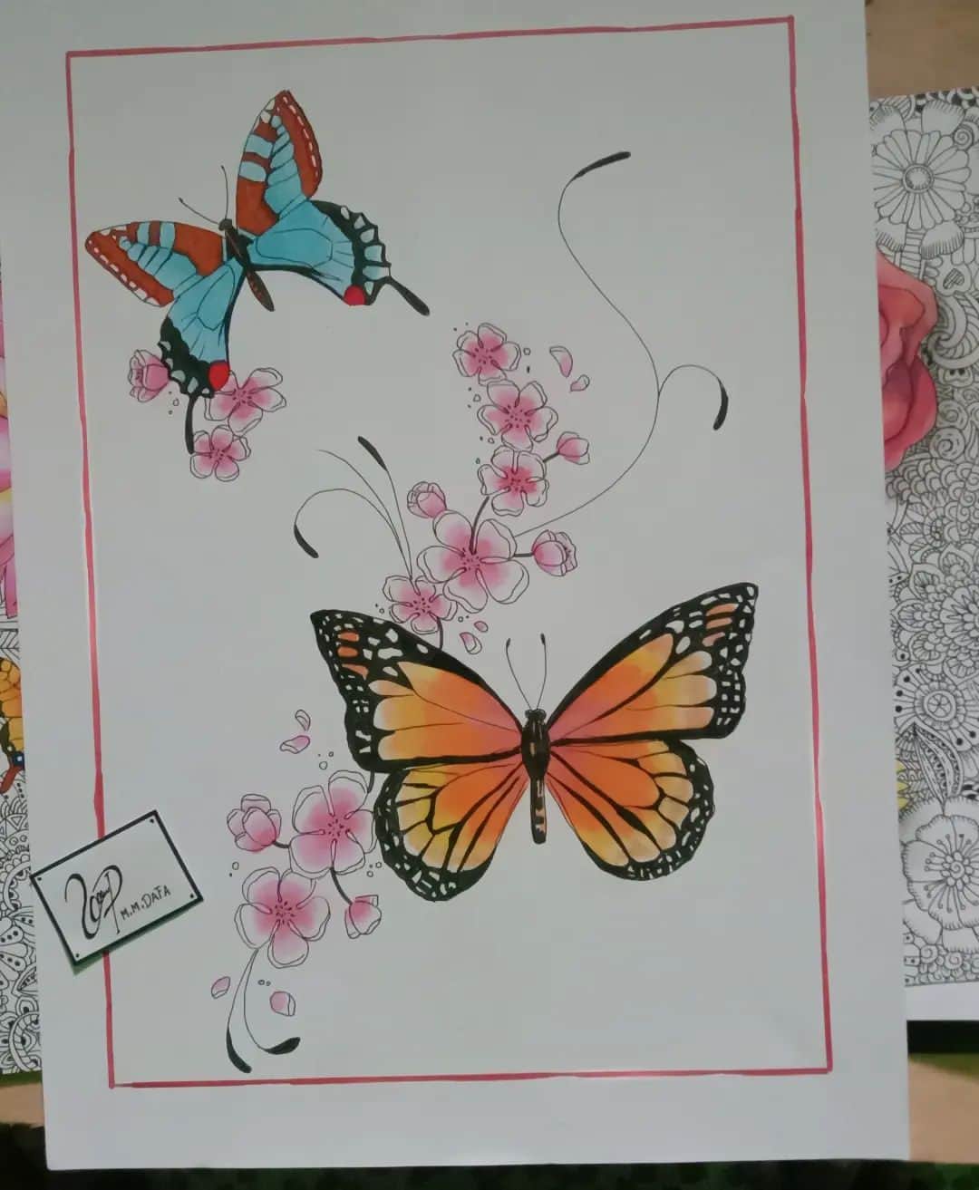 池間夏海ファンページのインスタグラム：「I made two of the same painting 🦋 #indonesia  #instagram  #painting」