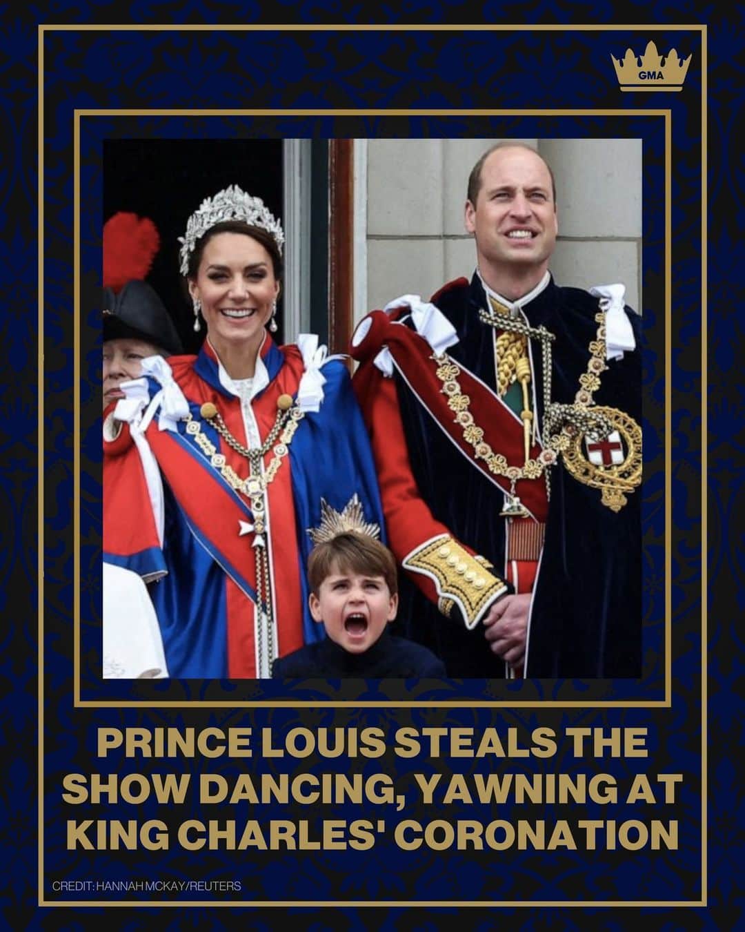 Good Morning Americaさんのインスタグラム写真 - (Good Morning AmericaInstagram)「Fresh off stealing the show at last year's Platinum Jubilee, Prince Louis had his turn in the spotlight again Saturday at his grandfather's coronation.  Louis, who turned 5 last month, joined his family -- parents Prince William and Kate and siblings Prince George, 9, and Princess Charlotte, 8 -- at the coronation of King Charles III and Queen Camilla.  Link in bio for more. #TheRoyals #Royals #PrinceLouis #KingCharles #Coronation」5月7日 1時10分 - goodmorningamerica