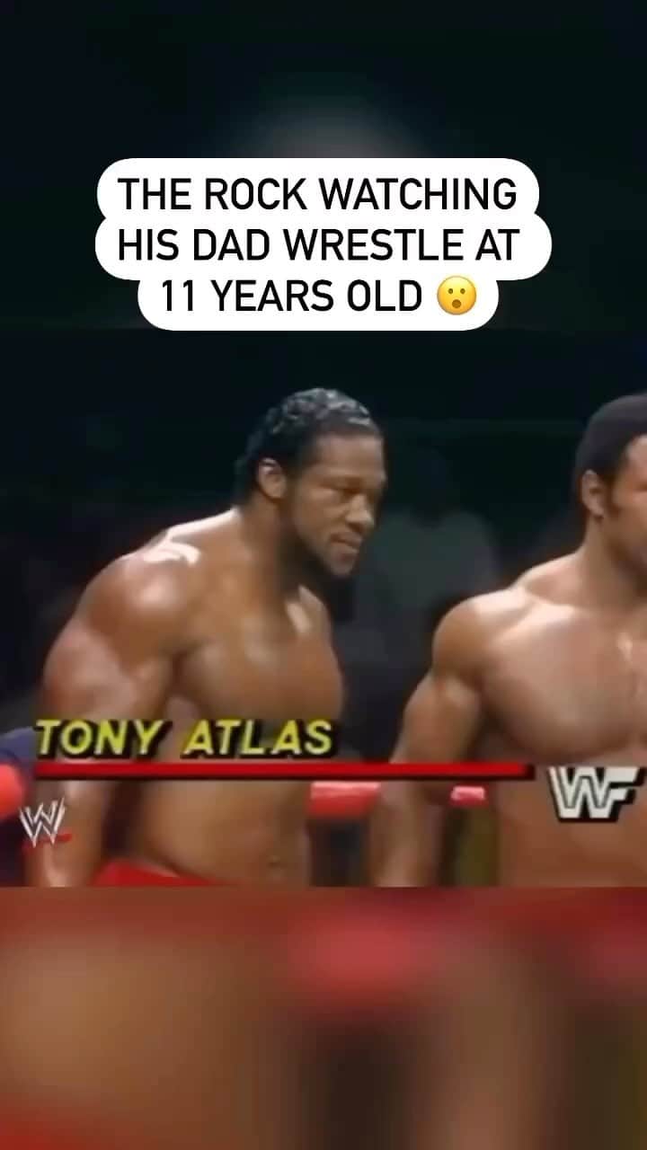 ドウェイン・ジョンソンのインスタグラム：「Amazing footage here of my old man, Rocky Johnson and Tony Atlas at a TV taping for @wwe back in 1983 - as the first black tag team champions in WWE history.   As an 11yr old boy, pro wrestlers were my heroes -  My dad, Atlas, Snuka, Wild Samoans, Muraco, Piper, Dr. D, Hogan etc. To me, they were the real deal.   By the age of 5, my dad had me in the gym, kicking my little ass all over the wrestling mats.  By 12 he’d make me get up with him at 5am every Saturday and Sunday to go workout on the weights.  Discipline.  Extreme at times but that was his way.   This is why the gym will always be my sacred place 💀 My therapy, my refuge.  All thanks to my old man’s tough love.   How fucking insane were my dad and Tony’s genetics???!! 🤯 💪🏾  • repost: @sportscenter @espn」