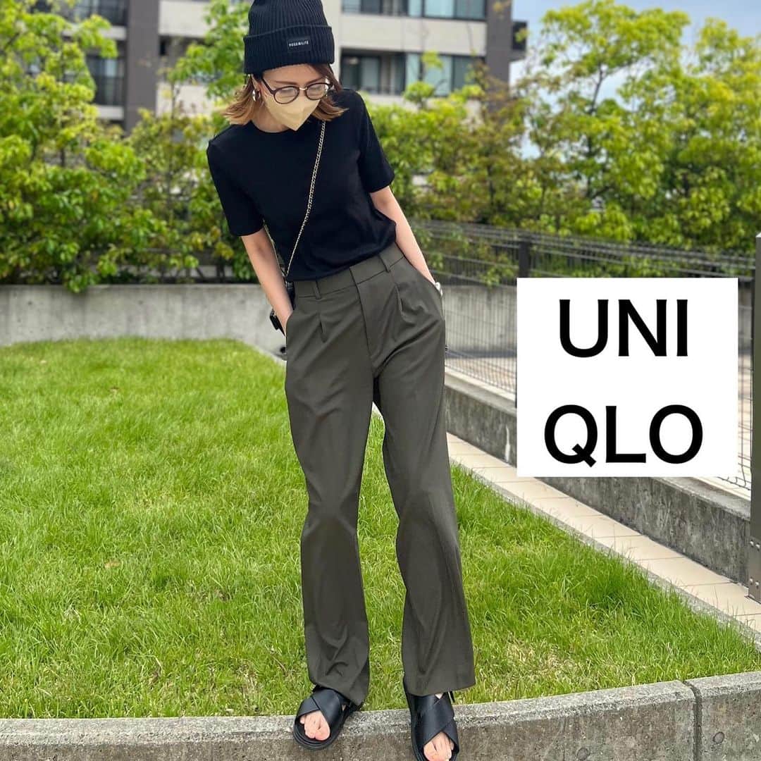 asuka0119のインスタグラム：「#ユニクロ 新色 #タックワイドパンツ のオリーブ♥️ 丈長めでも、76しかないからsizeMで落とし気味に履いてます  やっぱりスタイル良く見えてカジュアルにも綺麗めにもいけるから好き♥️  近所に娘とお買い物した #いつコ  年々、ねだる値段が上がるねんなぁ🤔笑 ついつい貢いでしまう🤣  Tshirt pants sandal  #uniqlo   #リブクルーネックt   #バックストラップサンダル   #ボストンサングラス  #ユニクロきれいめ部  #ユニジョ #アラフォー #アラフォーコーデ  #プチプラコーデ  #プチプラ高見えコーデ  #ユニクロコーデ #ユニクロ購入品  #高身長コーデ  #高身長女子  #高身長#locari #上下ユニクロ部  #着回しコーデ #uniqloginza2023ss #ユニクロ23春夏何買った  #春コーデ #推しユニクロ2023 #キャップコーデ #40代コーデ」