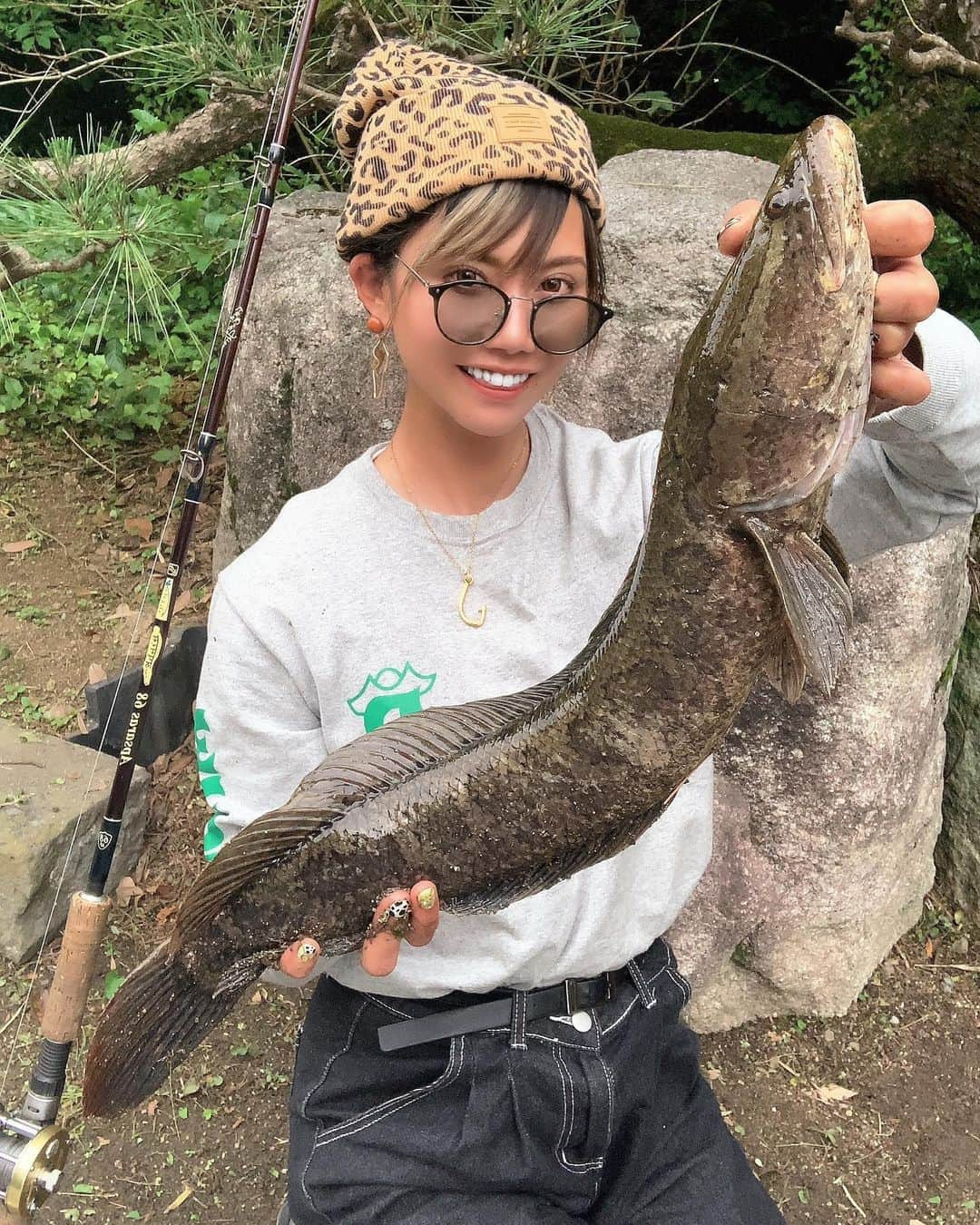 KANAのインスタグラム：「佐賀遠征雷魚釣り。 あいにくの。。雨上がり☔️ 曇ってるし気温も下がってる  やはり日向ぼっこしているらあ様も居ない🥺👐 ひたすら カバーうちも可能性低かったので クリーク激アサポイントをメインに車で走って見つける事に。  奇跡の2ラァ様🐟💓  1匹は岸側ギリギリ投げやすいポイントにいたよ。2枚目のラァ様サイズは普通だけどまるまる太っちょさん  2匹目はしげみに尾だけ出してたよ。 1枚目のラァ様。長さも先程よりサイズアップ✨✨ 体格良しフレッシュラァ様でした✨✨  今回は雷魚日和とは行かずちょっと渋い遠征だったのだけどそんな中よく釣れたと思う🫵✨  来月も楽しみだなーっ♪  #雷魚 #雷魚釣り #釣り人 #釣り #釣り女子 #フィッシング #fishing #fish #カムルチー #クリーク釣り #どんなもんぢゃーーーい ＃ツララ#アブガルシア#ツララアプサラス #ラッティーツイスター #フロッグ #フロッグゲーム   @madpirates_official  新色ロンT」