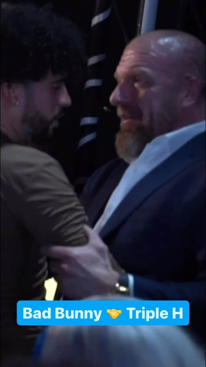 トリプルHのインスタグラム：「@tripleh congratulates @badbunnypr on his incredible victory tonight over @archerofinfamy at #WWEBacklash in San Juan, Puerto Rico! 🤝🔥 🇵🇷」