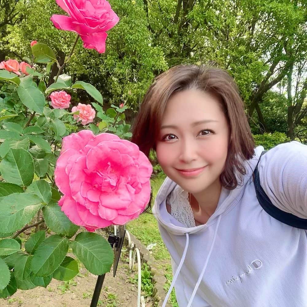 水上真理のインスタグラム：「土曜日は ばーどちゃんと🥰 . 緑の中で過ごしたいなぁ✨ ということで 代々木公園でまったり☺️☺️ . バラもキレイに咲いていて . 緑もキレイで . ばーどちゃんはかわいくて♡ . いつも以上に癒されました✨ . 私のお気に入りのカフェでは 濃厚紅茶”ティーエスプレッソ”を堪能✨ . チキンカレーも レモンのレアチーズも とても美味しかった💕 . ばーどちゃんといると 心がほっこりするの✨ . いつもありがとう🥰 . #happy  #smile #love  #cafe  #rose  #カフェ #代々木公園  #原宿  #バラ  #カレー」
