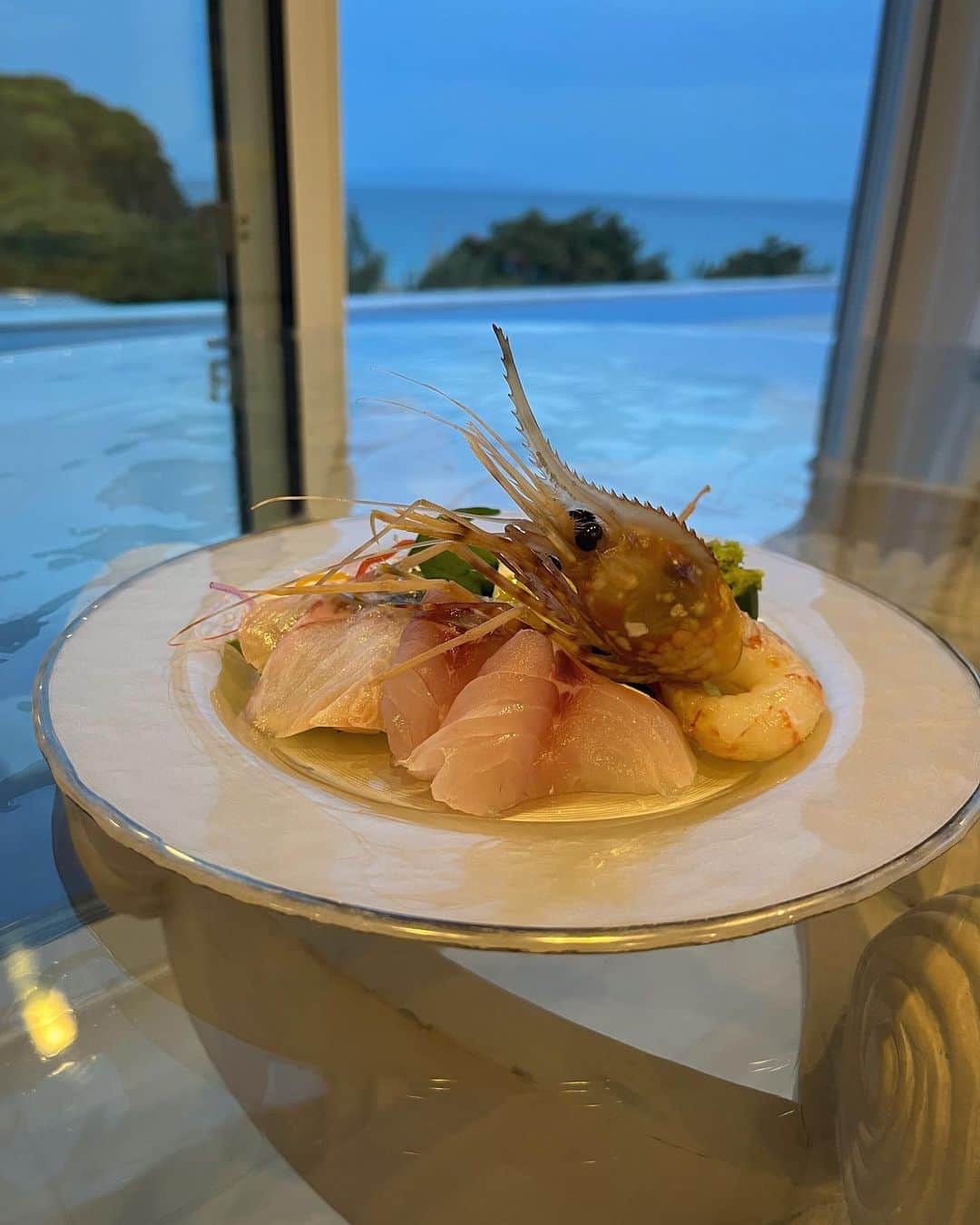 立花セリさんのインスタグラム写真 - (立花セリInstagram)「癒されすぎてずっとここに居たい。  静岡県が だいすきになりました🩵   #伊豆#白浜#シーシェル#プライベートプール付きヴィラ#ミニサントリーニ島#夕食食べたらお月様見ながらコロナタイム#虫の音が心地よい#この虫の鳴き声を「声」として認識できるのは、世界中で日本人とポリネシア人だけ」5月7日 12時15分 - celine_dion.jp