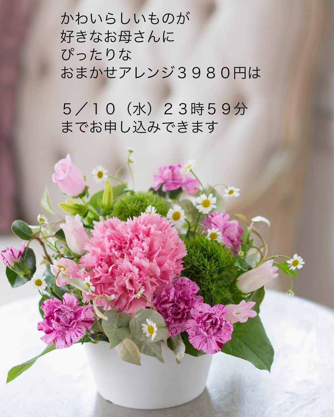 雑誌『花時間』さんのインスタグラム写真 - (雑誌『花時間』Instagram)「母の日ギフトのオーダーはお済みですか？  花時間（@hanajikan_magazine）です。  連休の忙しさで、お忘れの方も多そう。  希少な大輪カーネーション「レリシア」をメインに迎えた花時間の特製母の日ギフト。  あっ！と気づくと、締め切りが迫っていました💦  花色は、どれもピンクがメイン。  幸せな気分を味わっていただけたらと、選びました。  箱を開けたら、華やかさに驚く、花時間の母の日ギフト。受け取った日の思い出が長く残される、きれいなお花のポストカードを添えてお届けします。  そして、送料無料！　宅急便の価格が高くなったなか… ここ肝心ですね。  ご予定されている方は、プロフィール画面（花時間のInstagramのフィード上部）に記載している  hanajikan.shop  へどうぞ😊  【花時間ニュース】 💜『花時間』から、花の定期便がスタートしました🥰　世界でここだけのバラと旬花が届く嬉しいサービスです💕  💜『花時間2023春夏』〈春のピンク！夏のブルー！〉大好評発売中！  💜『花と短歌でめぐる 二十四節気 花のこよみ』大好評発売中  すべて @hanajikan_magazine のプロフィールのリンクから飛べます✈️  『花時間』本誌や書籍は全国の書店、ネット書店でも発売中✨  #花時間 #母の日プレゼント  #母の日ギフト  #母の日のプレゼント  #母の日フラワーギフト  #花が好き #花が好きな人と繋がりたい #母の日のお花 #カーネーション  #カーネーションアレンジ」5月7日 12時20分 - hanajikan_magazine