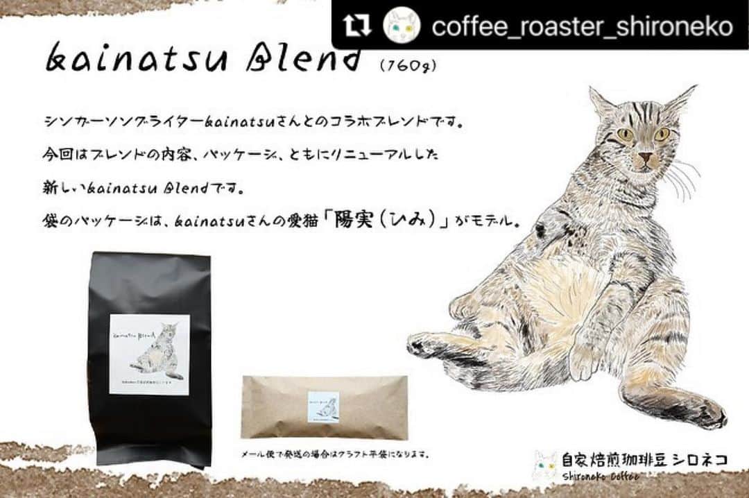 kainatsuさんのインスタグラム写真 - (kainatsuInstagram)「大好きなシロネコさん10周年記念の幸せなコラボレーション。1ヶ月間本当にありがとうございました！☕️✨  いよいよ最終日、皆さま最後までよろしくお願い致します😌💕  #Repost @coffee_roaster_shironeko with @use.repost ・・・ 𓃠𓃠𓃠 *  kainatsu Blendの販売が、いよいよ本日最終日となります！ @natsugram_life   kainatsuさんのミニライブの日から発売開始しましたが、あっという間の1ヶ月でした。  店舗は18時までの営業、 オンラインショップでは23：59までの販売となります。  これが最後のチャンスとなりますので リニューアルしたkainatsu Blendを是非お試しくださいませ。  https://shironekocoffee.com/?mode=cate&cbid=2587547&csid=0&sort=n  #kainatsublend  #kainatsu  #自家焙煎珈琲豆シロネコ #shironekocoffeeroaster」5月7日 14時18分 - natsugram_life