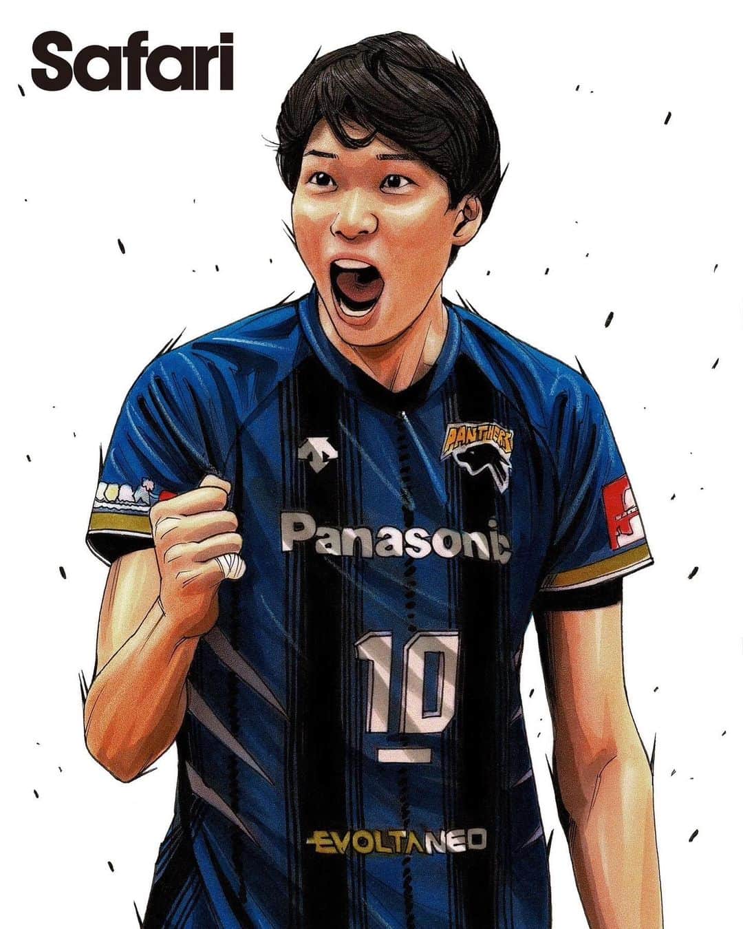 山内晶大のインスタグラム：「. . . 世界的アーティストの 田村大さん(@dai.tamura )に かっこよく描いてもらいました😚 ありがとうございます！ . . Safari6月号ににも 掲載されているので ぜひ見てください🙋‍♂️ . . . #田村大 #Safari #panasonicpanthers」