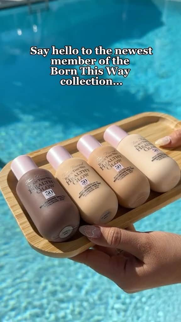 Too Facedのインスタグラム：「Say Hello to the NEWEST member of the Born This Way Family! 🥰🫶💗 Born This Way Healthy Glow Skin Tint Foundation! ☀️ #toofaced #tfcrueltyfree #tfbornthisway」