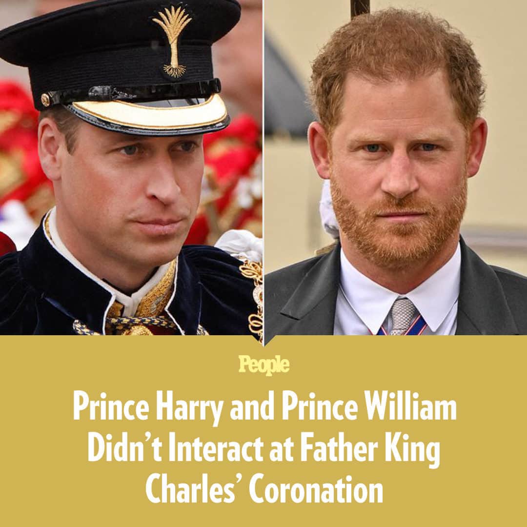 のインスタグラム：「Prince William and Prince Harry did not appear to cross paths at King Charles' coronation. The brothers seemingly didn't interact at the King's crowning ceremony at Westminster Abbey on Saturday. 👀 The Prince of Wales and the Duke of Sussex did not sit together during the church service, which saw King Charles and Queen Camilla crowned by the Archbishop of Canterbury.   More on this in our bio link. | 📷: Getty」