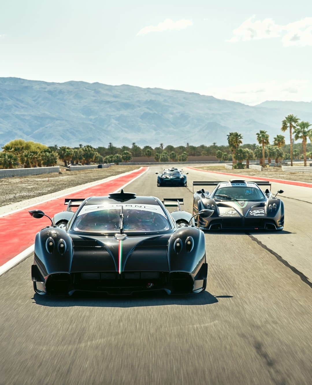 パガーニ・アウトモビリのインスタグラム：「Power in speed.  Hands on the wheel and eyes on the track: our R-oaring Hypercars ran wild during the first 2023 #ArteInPista event!  #Pagani #Huayra #Zonda」