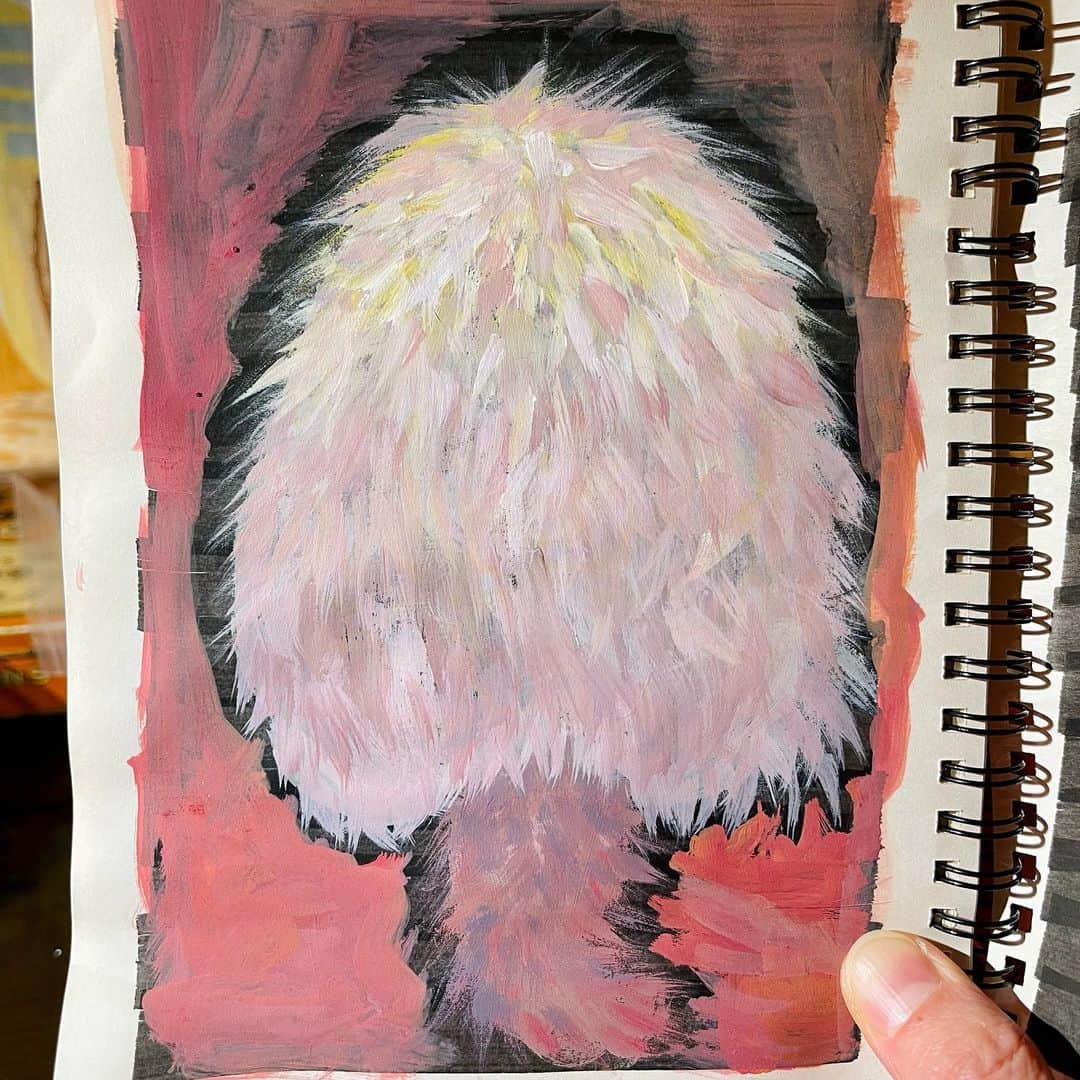 池田有希子のインスタグラム：「伝わらない。  #sketchbook  #acrylicpainting #furball」