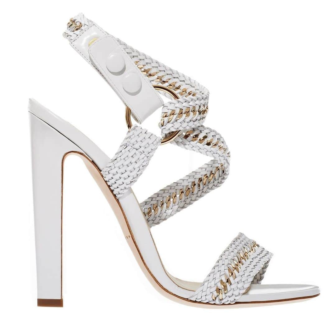 ブライアンアトウッドのインスタグラム：「Summer is Almost here!!!! ☀️  My woven GIA sandal with chain detail … Get those summer whites ready!!!!! 👠」