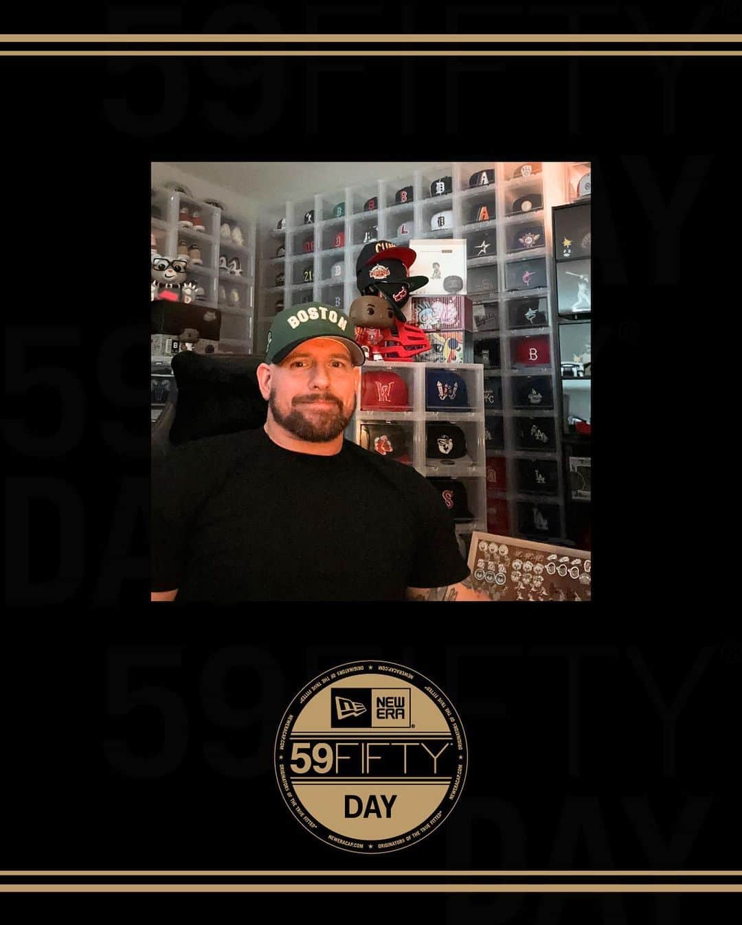 ニューエラ・キャップのインスタグラム：「This year for 59FIFTY Day, we want to highlight the community that helps make the Fitted so iconic. We’ll be covering cap collectors throughout the day. First up is Pierre Morin!」