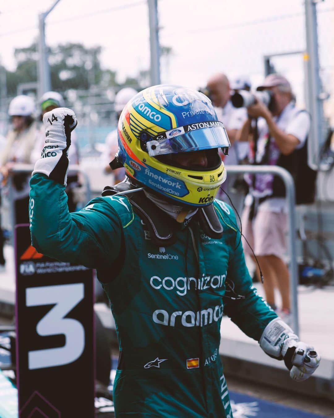 アストンマーチンのインスタグラム：「Belief builds. The fourth podium for @astonmartinf1 in 2023 after an intense Miami GP.   #AstonMartin #MiamiGP #INTENSITYDRIVEN」