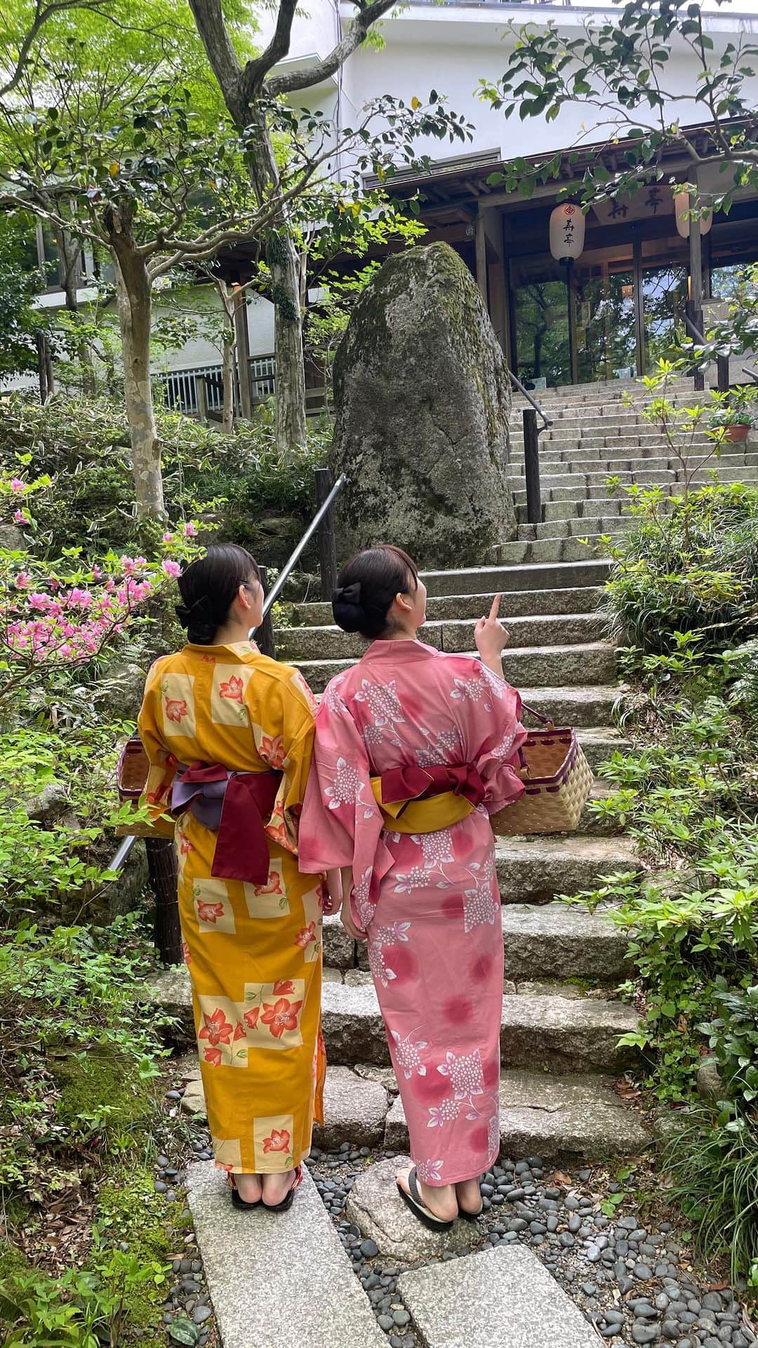 湯の山温泉 寿亭|Ryokan KOTOBUKITEIのインスタグラム：「ゴールデンウィークも過ぎ、段々と夏が近づいてきました🌻 寿亭のお庭も新緑が深まってきました🌿 お越しいただいた際に、お庭でお写真いかがですか📸   #旅館寿亭  #寿亭  #湯の山温泉」