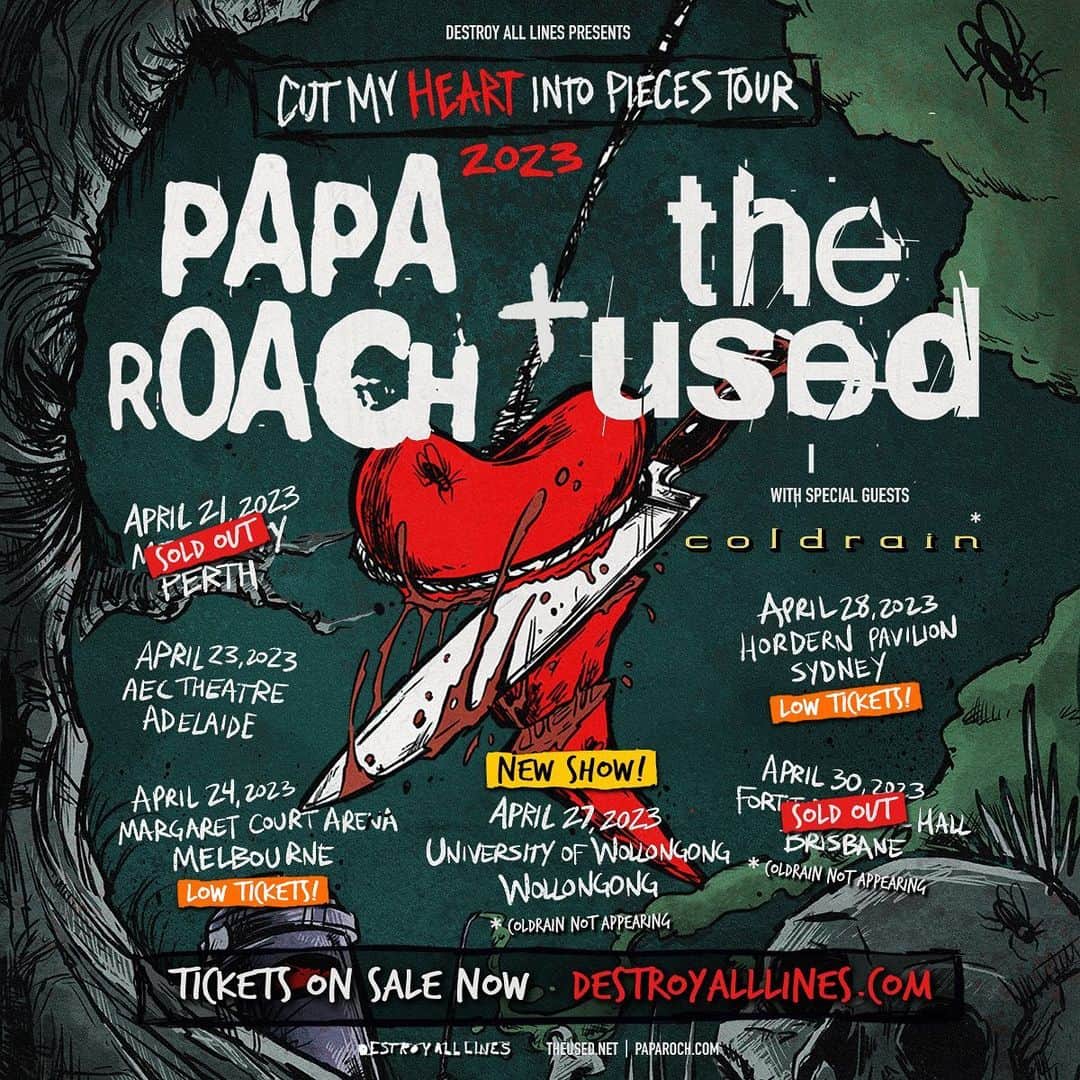 coldrainさんのインスタグラム写真 - (coldrainInstagram)「We’re kicking off our Australian tour with PAPA ROACH  @paparoach and THE USED @theused next week!!  Who’s ready? Stoked to get back there and see everyone!!  We are also excited about our headlining show in Brisbane on April 26!!」4月14日 20時01分 - coldrain_official