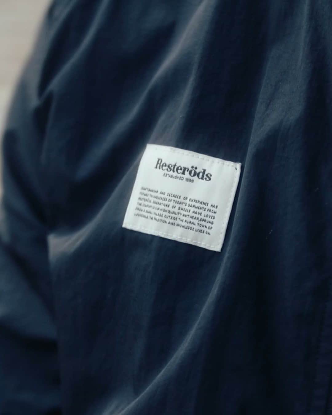 のインスタグラム：「Our classic windbreaker jacket with Resteröds history label.   #resterods #wecallittimeless #originalneverdies #ss23 #everydayadventures」