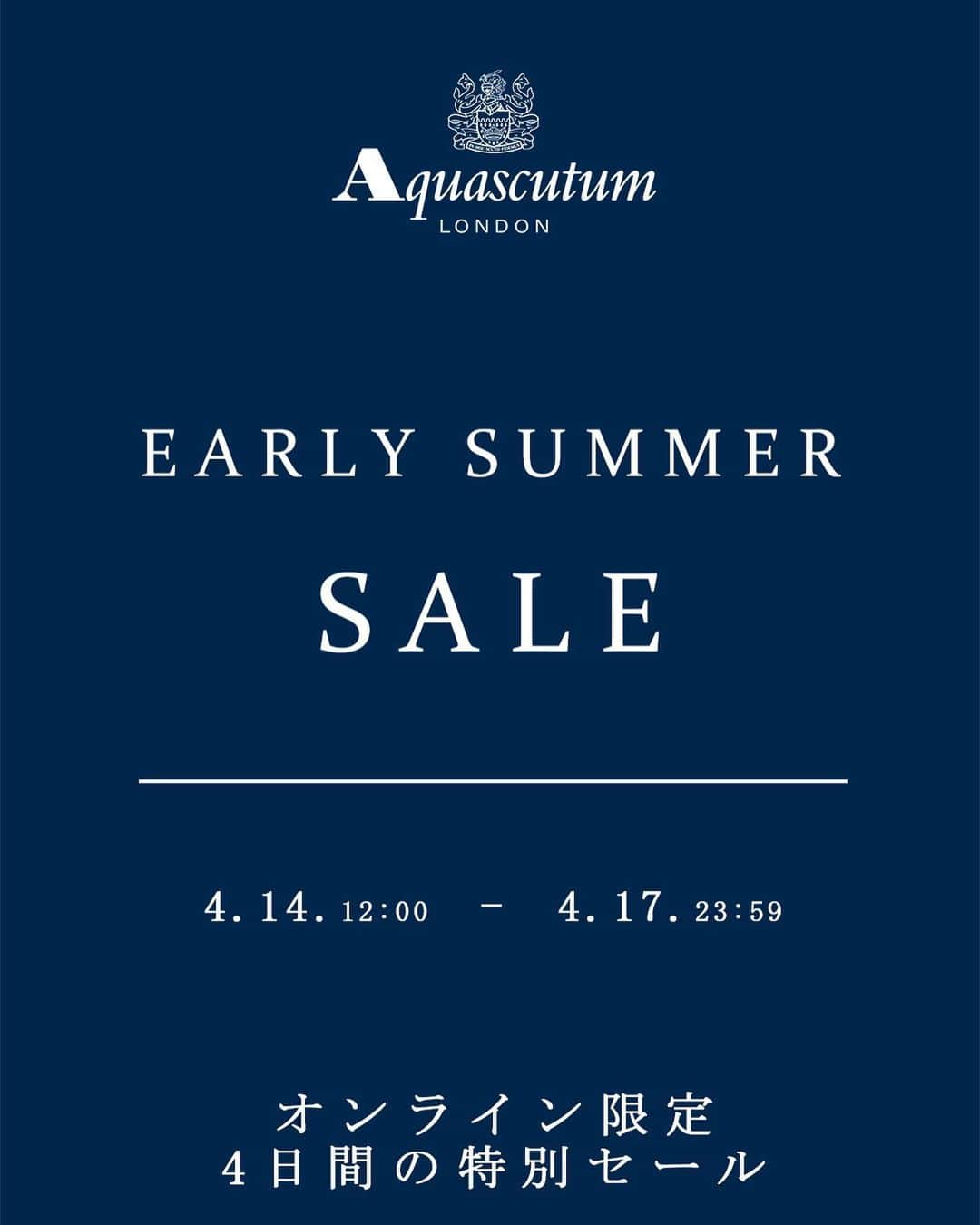 アクアスキュータムのインスタグラム：「【EARLY SUMMER SALE】  オンライン限定！4日間セールを開催🎉  今の時期からすぐに着れるスプリングコートや、ニット、カットソーなどのアイテムを多数ご用意！  是非、この機会に新作商品をお得にお買い求めください🛍  #aquascutum #アクアスキュータム #trenchcoat #springcoat #london #トレンチコート #スプリングス #英国 #トラッド #ロンドン」