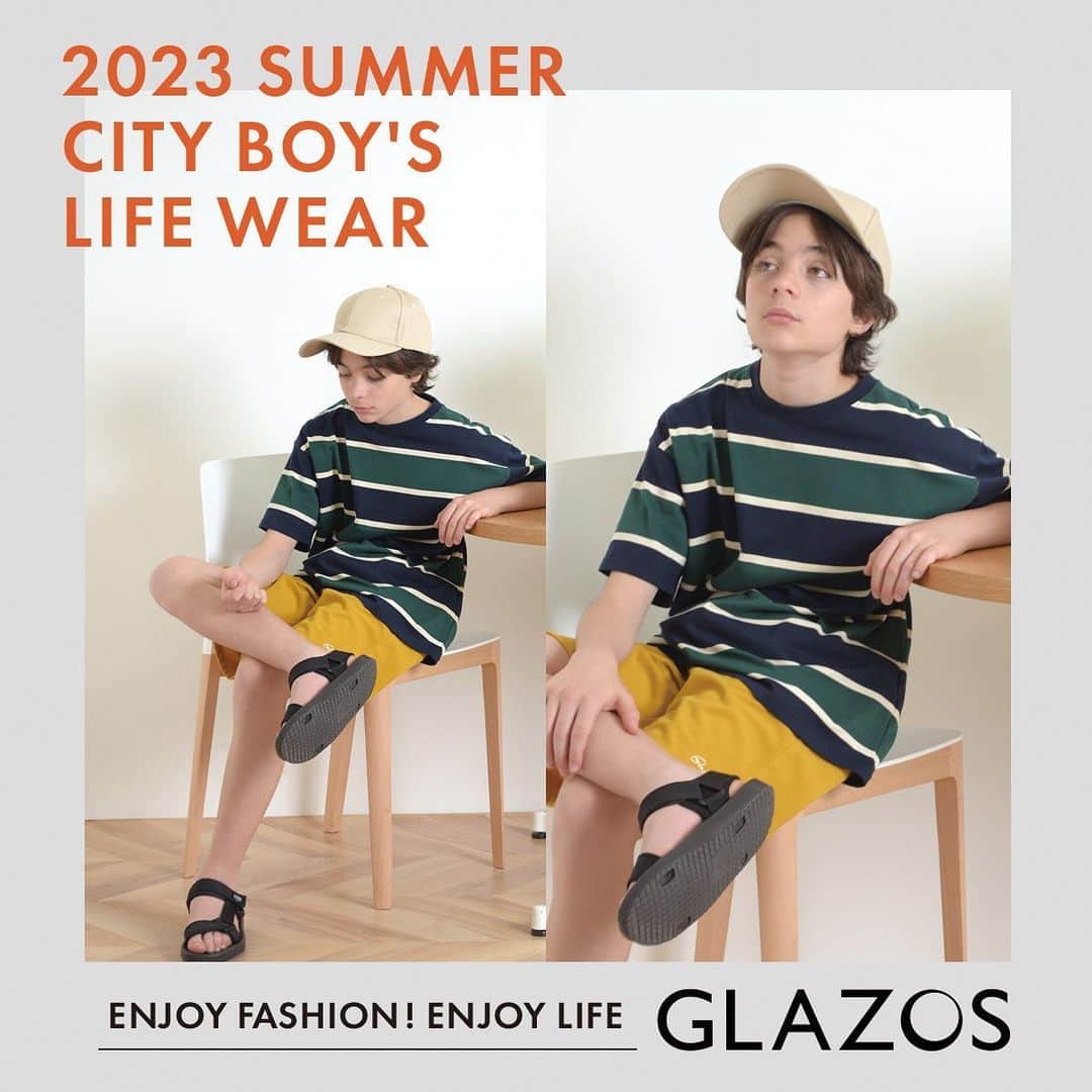 GLAZOSのインスタグラム：「本日より公開！！  ✔️ GLAZOS 2023 SUMMER LOOKBOOK ￣￣￣￣￣￣￣￣￣￣￣￣￣￣￣￣￣￣￣  2023  SUMMER LOOKBOOKが 公開されました 😆 ✨  春から引き続き、 《クリーンカジュアル》＆《ストリート》をメインに レトロでスポーティーなアイテムをプラスして 程よいリラックス感が楽しめる夏のシティーボーイスタイル🎧  今年の夏のスタイル提案がたっぷりと詰まったページに☕  ぜひチェックしてみてください📝  #glazos #グラソス #中学生コーデ #小学生コーデ #お洒落さんと繋がりたい #男の子ママ #子ども服 #子供服通販 #子ども服通販 #ストリート #ストリート男子 #tシャツコーデ #半袖tシャツ #春コーデ #夏コーデ #キレイめコーデ #カジュアルコーデ #cityboy #cityboyootd #ootd ##fashionmensstyle #トレンド #シティーボーイ  #シティーボーイファッション  #今日のコーディネート #시티보이 #차도남 #데일리룩 #시티보이룩」