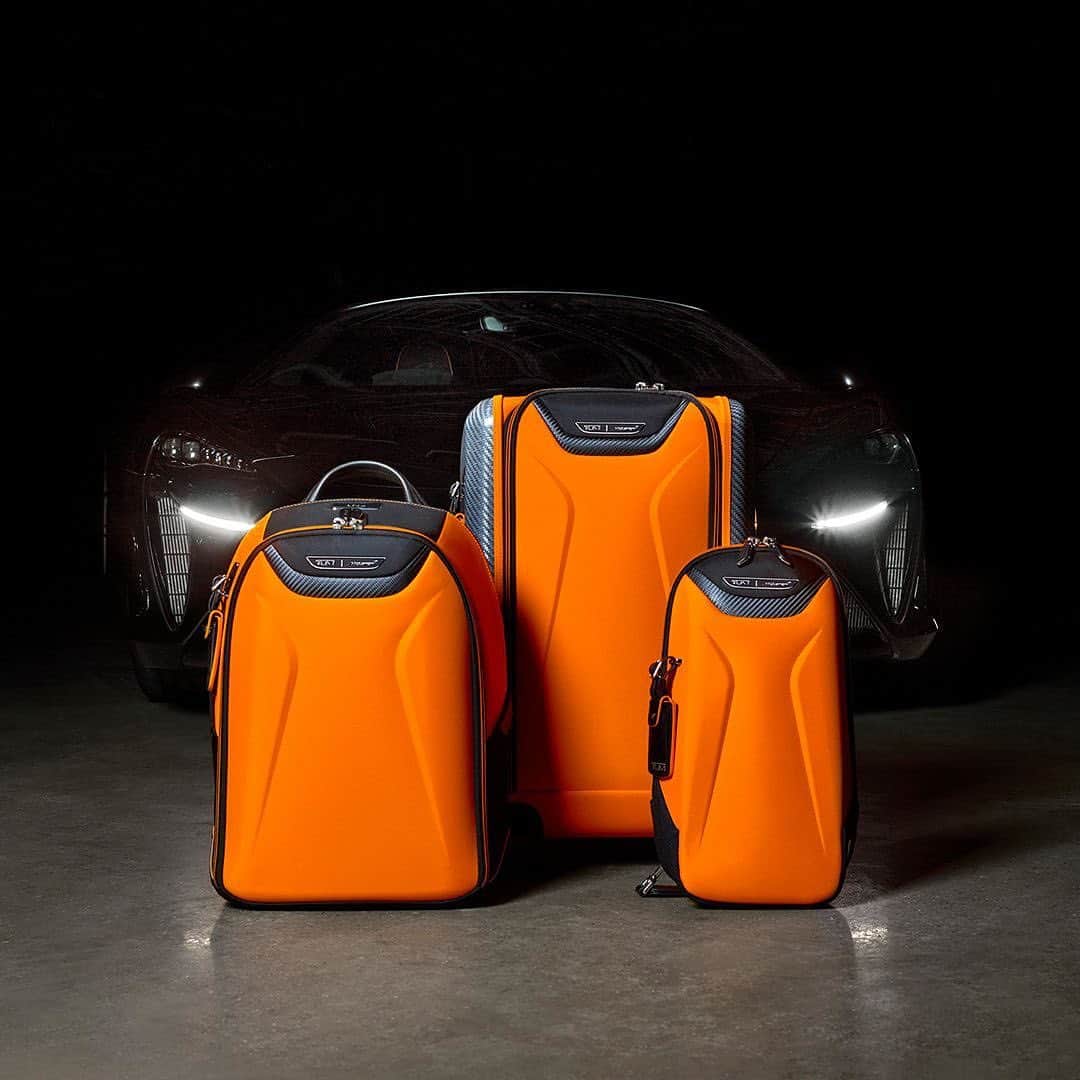 McLaren Automotiveのインスタグラム：「Celebrating 60 years of McLaren with the new & limited-edition TUMI | McLaren collection.  This collection features the famous papaya color combined with modern, lightweight materials to create luggage, bags and accessories. Shop now on TUMI.com.  #TUMI #TUMIMcLAREN」