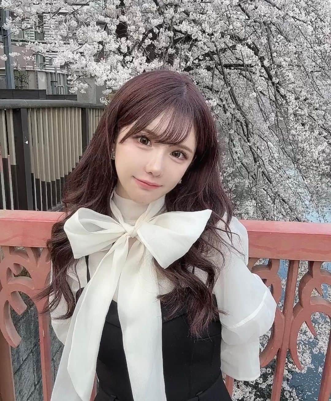 にゃいりんのインスタグラム：「お花見滑り込みセーフした🌸🎀  ラミチェ皮膚科(@lamicheskin ) 韓国にある皮膚科で3回目行って1ヶ月経つんだけど まじで肌変わってきた🥺🤍 たるみもなくなって嬉しすぎる 行くたび綺麗なるから次も早く行きたい🥺🫶」