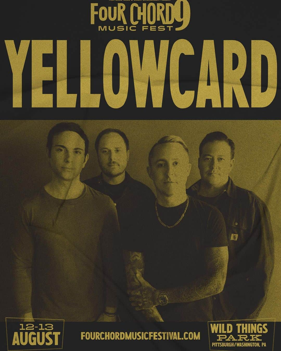 Yellowcardのインスタグラム：「🟡 Yellowcard will be performing their landmark record, “Ocean Avenue,” on Day 1 (8.12) at the 9th annual Four Chord Music Fest. Only GA 🎟️ remain (link in bio)!! #fourchordmusicfestival #yellowcard」